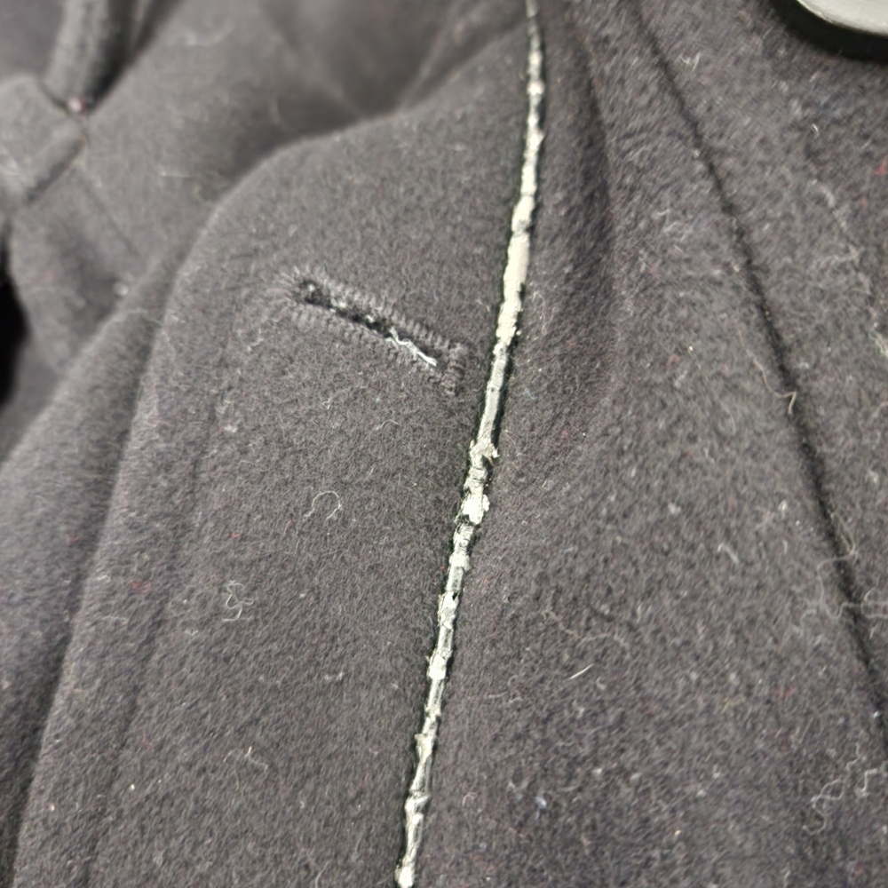 London Fog Heritage Black Wool Blend Trench Coat with Leather Accents - Picture 9 of 16